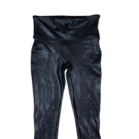 Spanx Faux Leather Black Shaping Leggings High Waist Slimming Fit Small - Picture 2 of 5